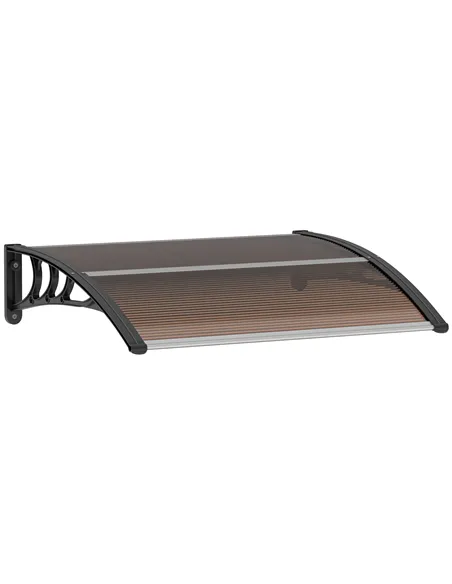 Outsunny Front Door Canopy Outdoor Awning Aluminium Rigid Plastic Polycarbonate Rain Shelter UV Water Rain Resistant 120 x 75cm 