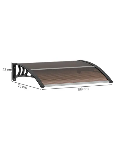 Outsunny Front Door Canopy Outdoor Awning Aluminium Rigid Plastic Polycarbonate Rain Shelter UV Water Rain Resistant 120 x 75cm 