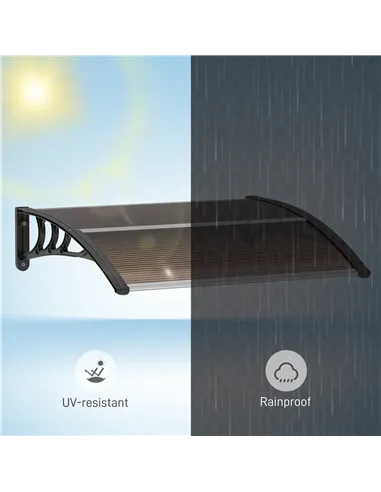 Outsunny Front Door Canopy Outdoor Awning Aluminium Rigid Plastic Polycarbonate Rain Shelter UV Water Rain Resistant 120 x 75cm 