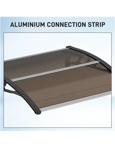 Outsunny Front Door Canopy Outdoor Awning Aluminium Rigid Plastic Polycarbonate Rain Shelter UV Water Rain Resistant 120 x 75cm 