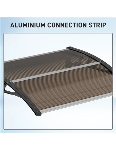 Outsunny Front Door Canopy Outdoor Awning Aluminium Rigid Plastic Polycarbonate Rain Shelter UV Water Rain Resistant 120 x 75cm 