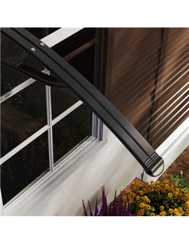 Outsunny Front Door Canopy Outdoor Awning Aluminium Rigid Plastic Polycarbonate Rain Shelter UV Water Rain Resistant 120 x 75cm 