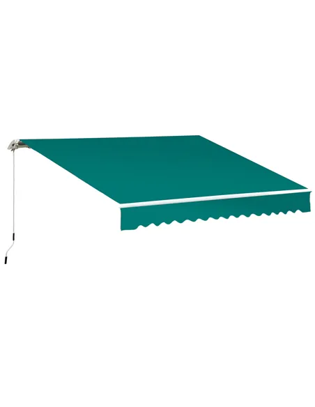 Outsunny Manual Retractable Awning, 3.5x2.5 m-Green