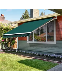 Outsunny Manual Retractable Awning, 3.5x2.5 m-Green 2