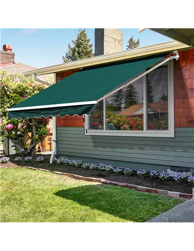 Outsunny Manual Retractable Awning, 3.5x2.5 m-Green