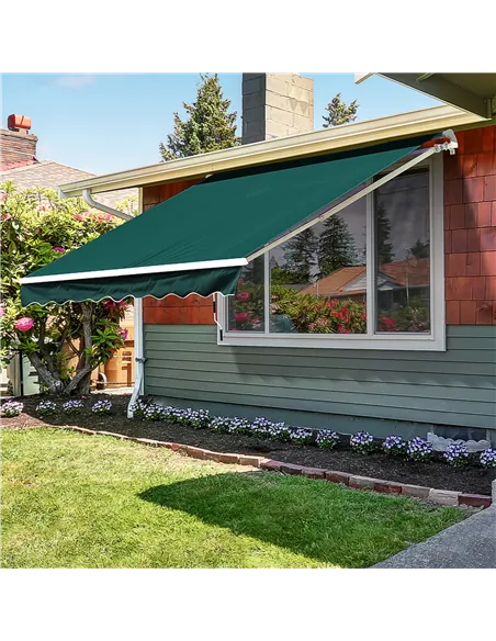 Outsunny Manual Retractable Awning, 3.5x2.5 m-Green