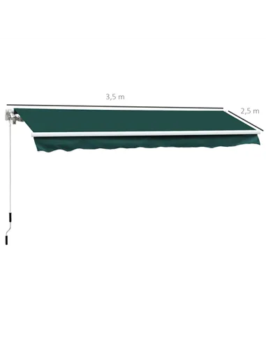 Outsunny Manual Retractable Awning, 3.5x2.5 m-Green