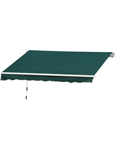 Outsunny Manual Retractable Awning, 3.5x2.5 m-Green