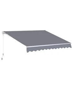Outsunny 3 x 2.5m Manual Awning Canopy Sun Shade Shelter Retractable for Garden Grey