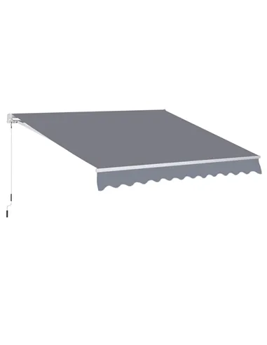 Outsunny 3 x 2.5m Manual Awning Canopy Sun Shade Shelter Retractable for Garden Grey