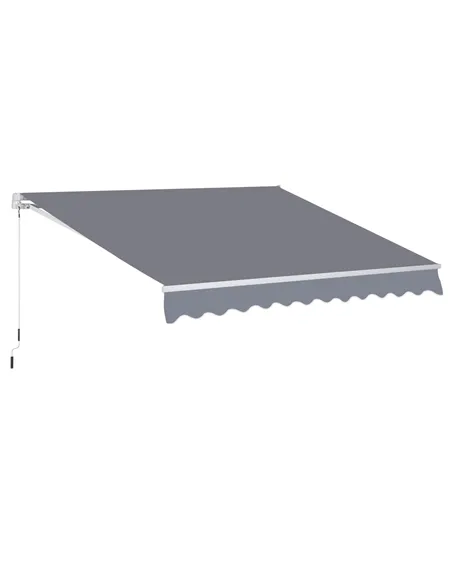 Outsunny 3 x 2.5m Manual Awning Canopy Sun Shade Shelter Retractable for Garden Grey