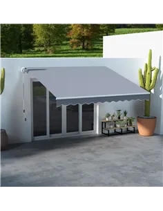 Outsunny 3 x 2.5m Manual Awning Canopy Sun Shade Shelter Retractable for Garden Grey 2