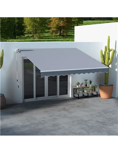Outsunny 3 x 2.5m Manual Awning Canopy Sun Shade Shelter Retractable for Garden Grey