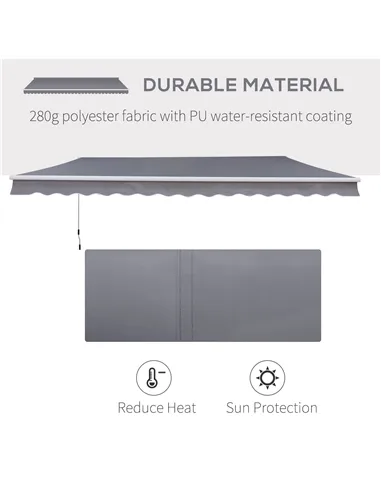 Outsunny 3 x 2.5m Manual Awning Canopy Sun Shade Shelter Retractable for Garden Grey