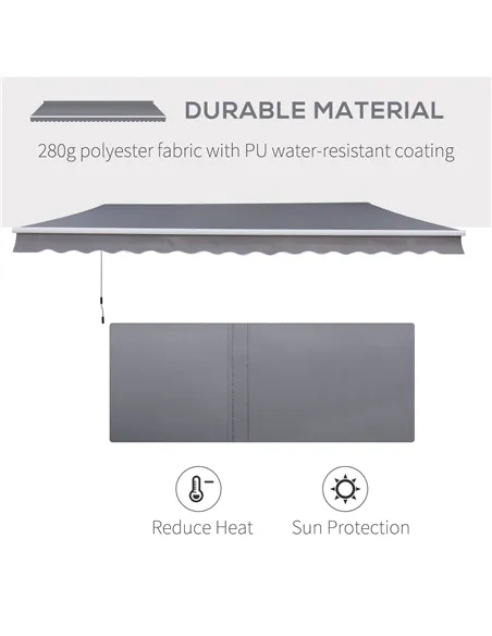 Outsunny 3 x 2.5m Manual Awning Canopy Sun Shade Shelter Retractable for Garden Grey
