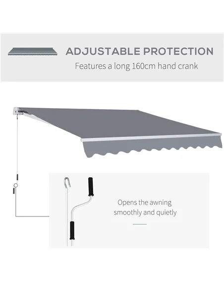 Outsunny 3 x 2.5m Manual Awning Canopy Sun Shade Shelter Retractable for Garden Grey