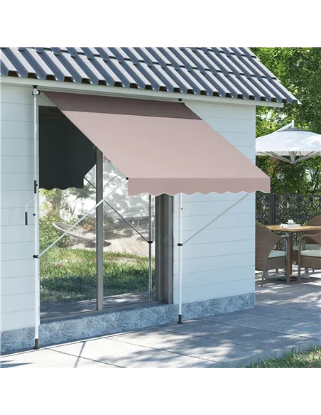 Outsunny 2x1.5m  Adjustable Outdoor Aluminium Frame Awning Beige