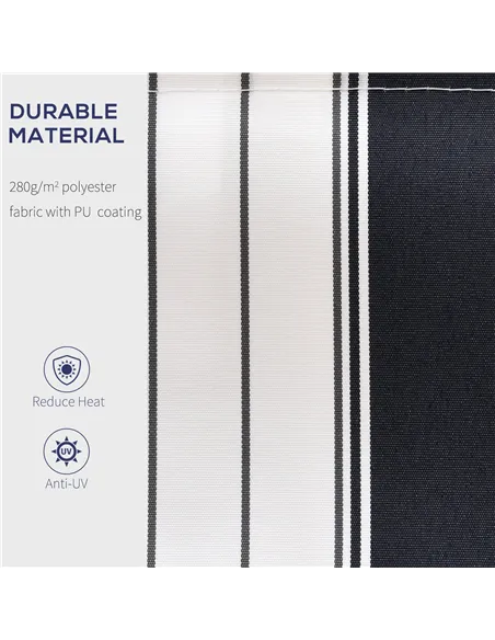 Outsunny Manual Retractable Awning, 2.5x2 m-Dark Blue/White Stripes