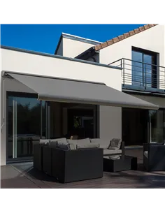 Outsunny 3 x 2.5m Electric Awning with Remote Controller, Aluminium Frame DIY Retractable Awning, UV50+ Sun Shade Canopy for Gar 2
