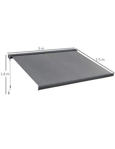 Outsunny 3 x 2.5m Electric Awning with Remote Controller, Aluminium Frame DIY Retractable Awning, UV50+ Sun Shade Canopy for Gar