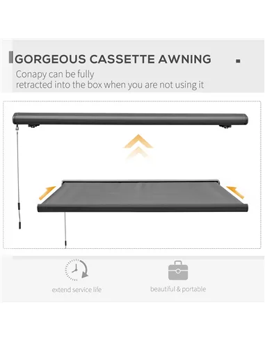 Outsunny 3 x 2.5m Electric Awning with Remote Controller, Aluminium Frame DIY Retractable Awning, UV50+ Sun Shade Canopy for Gar