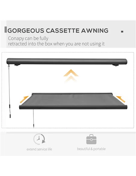 Outsunny 3 x 2.5m Electric Awning with Remote Controller, Aluminium Frame DIY Retractable Awning, UV50+ Sun Shade Canopy for Gar