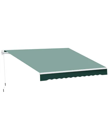 Outsunny Manual Retractable Awning, 2.5x2 m-Dark Green
