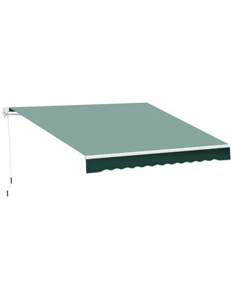 Outsunny Manual Retractable Awning, 2.5x2 m-Dark Green