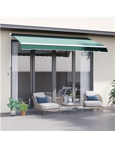 Outsunny Manual Retractable Awning, 2.5x2 m-Dark Green 2