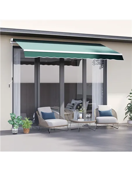 Outsunny Manual Retractable Awning, 2.5x2 m-Dark Green