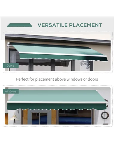 Outsunny Manual Retractable Awning, 2.5x2 m-Dark Green