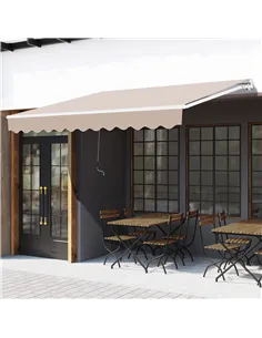 Outsunny Awning Canopy Manual Retractable Porch Sun Shade Shelter 3 x 2m Beige 2