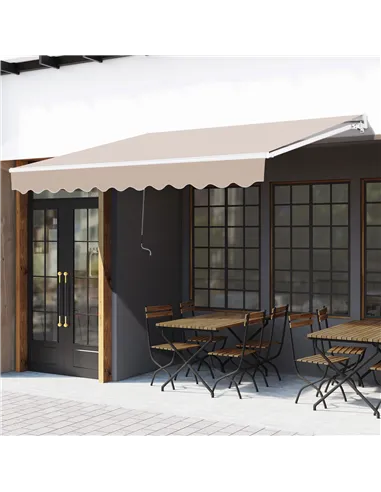 Outsunny Awning Canopy Manual Retractable Porch Sun Shade Shelter 3 x 2m Beige