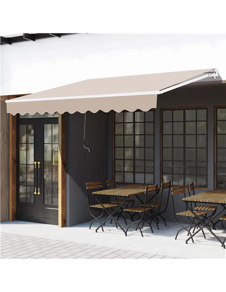 Outsunny Awning Canopy Manual Retractable Porch Sun Shade Shelter 3 x 2m Beige