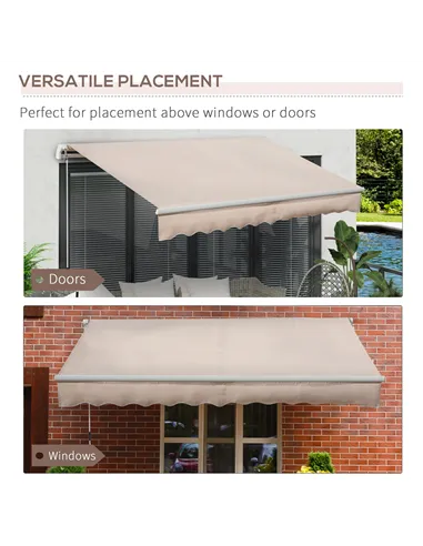 Outsunny Awning Canopy Manual Retractable Porch Sun Shade Shelter 3 x 2m Beige