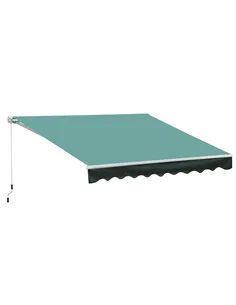 Outsunny 3x2.5 m Sun Shade Canopy Garden Patio Manual Retractable Awning Canopy-Dark Green