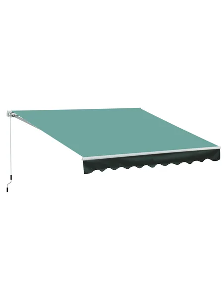 Outsunny 3x2.5 m Sun Shade Canopy Garden Patio Manual Retractable Awning Canopy-Dark Green