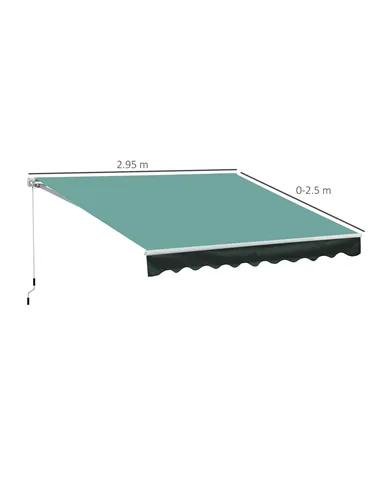 Outsunny 3x2.5 m Sun Shade Canopy Garden Patio Manual Retractable Awning Canopy-Dark Green
