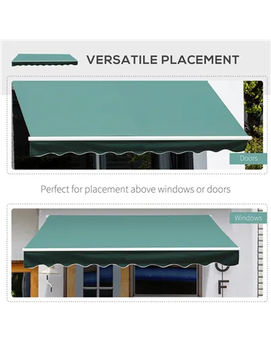 Outsunny 3x2.5 m Sun Shade Canopy Garden Patio Manual Retractable Awning Canopy-Dark Green