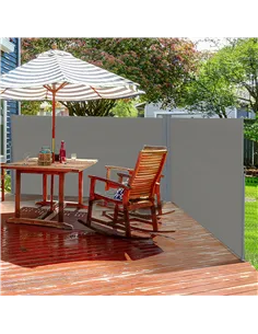 Outsunny 6 x 2m Retractable Sun Side Awning Screen Fence Patio Garden Wall Balcony Screening Panel Outdoor Blind Privacy Divider 2