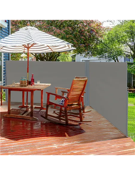 Outsunny 6 x 2m Retractable Sun Side Awning Screen Fence Patio Garden Wall Balcony Screening Panel Outdoor Blind Privacy Divider