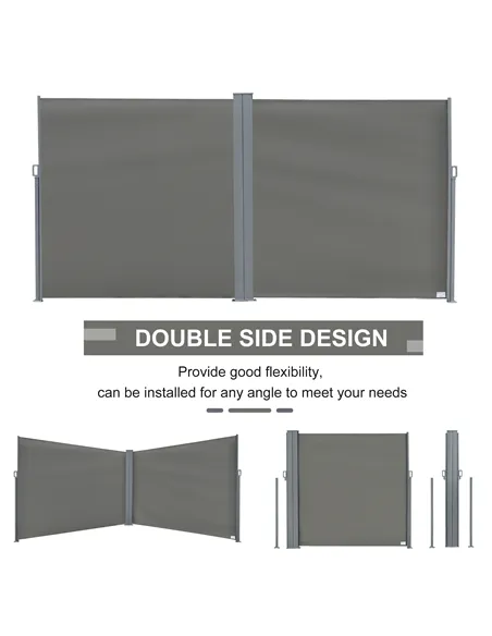 Outsunny 6 x 2m Retractable Sun Side Awning Screen Fence Patio Garden Wall Balcony Screening Panel Outdoor Blind Privacy Divider