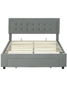 HOMCOM Double Size Ottoman Bed Frame, with Front Drawer - Grey