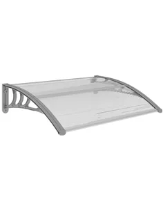 Outsunny Front Door Canopy Outdoor Awning Aluminium Rigid Plastic Polycarbonate Rain Shelter UV Water Rain Resistant 100 x 75cm 