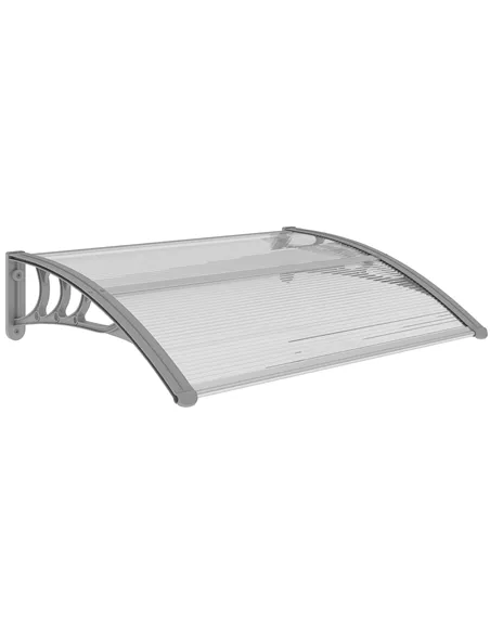 Outsunny Front Door Canopy Outdoor Awning Aluminium Rigid Plastic Polycarbonate Rain Shelter UV Water Rain Resistant 100 x 75cm 
