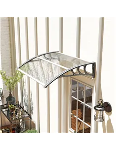 Outsunny Front Door Canopy Outdoor Awning Aluminium Rigid Plastic Polycarbonate Rain Shelter UV Water Rain Resistant 100 x 75cm  2