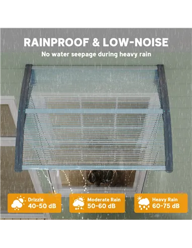 Outsunny Front Door Canopy Outdoor Awning Aluminium Rigid Plastic Polycarbonate Rain Shelter UV Water Rain Resistant 100 x 75cm 