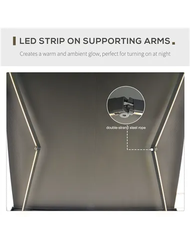 Outsunny 3.5x3m LED Light Full Cassette Case Electric/Manual Awning Door Window Sun Shade Patio Canopy Retractable w/ Remote Gre