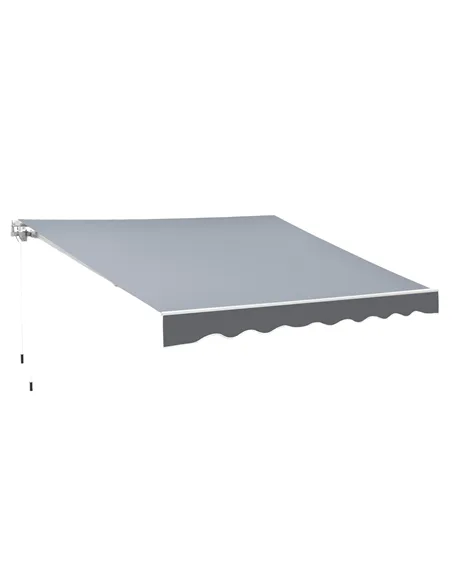 Outsunny 2.5m x 2m Garden Patio Manual Awning Canopy Sun Shade Shelter Retractable with Winding Handle Grey