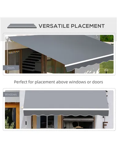 Outsunny 2.5m x 2m Garden Patio Manual Awning Canopy Sun Shade Shelter Retractable with Winding Handle Grey